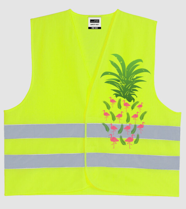 Flamingo ananas model galben neon pe tricou