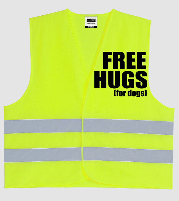Free hugs for dogs model galben neon pe tricou