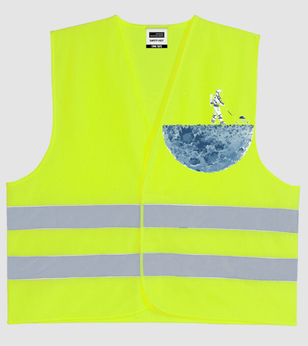 Funny astrounaut model galben neon pe tricou