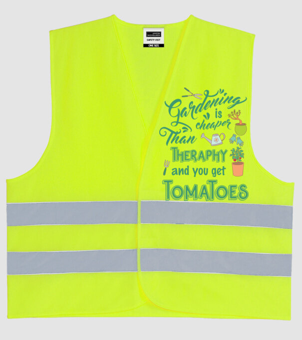 Gardening is cheaper than theraphy model galben neon pe tricou