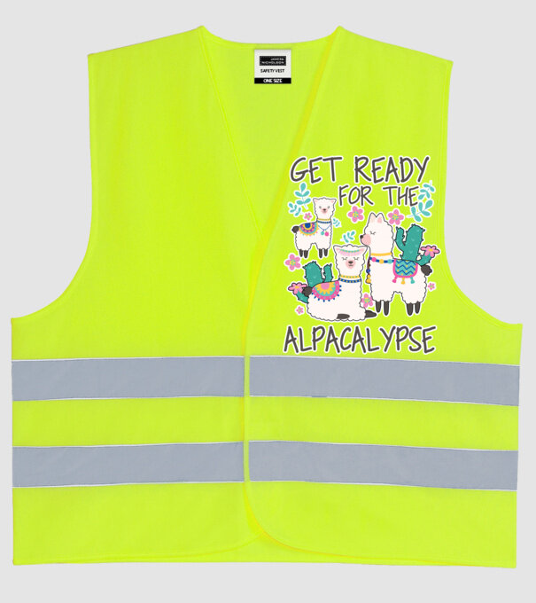 Get ready for the alpacalypse model galben neon pe tricou