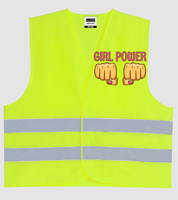 Girl Fist model galben neon pe tricou