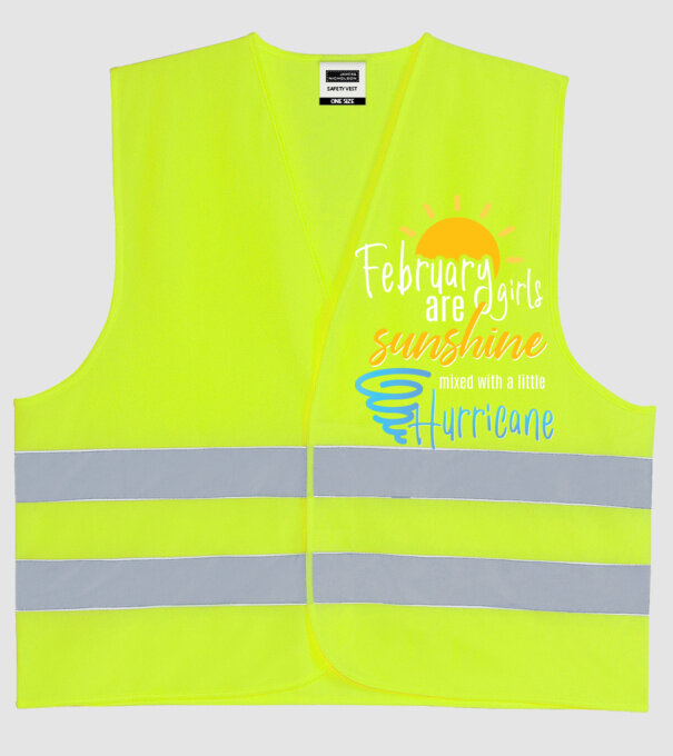 February Girls are Sunshine mixed with a little Hurricane model galben neon pe tricou