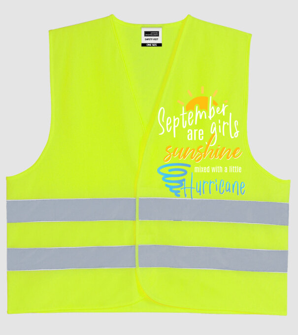 September Girls are Sunshine mixed with a little Hurricane model galben neon pe tricou