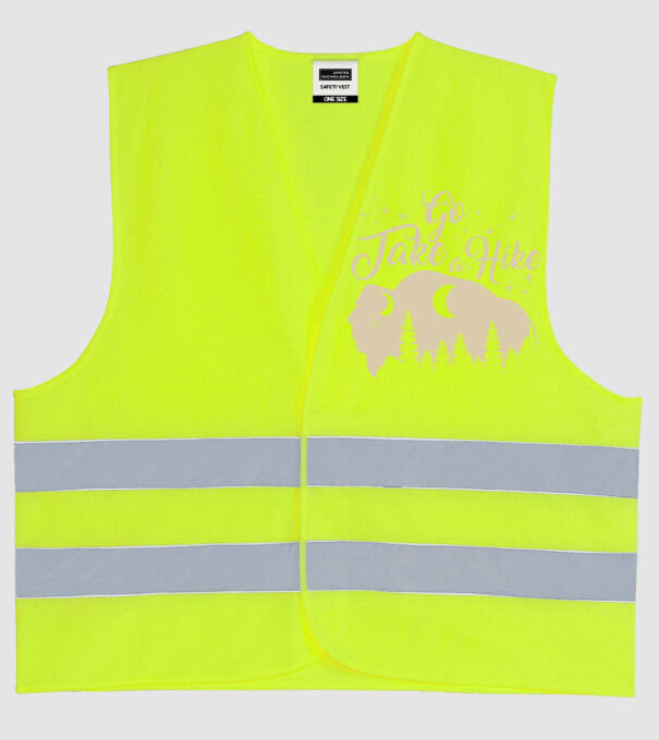 Go take a hike buffalo model galben neon pe tricou
