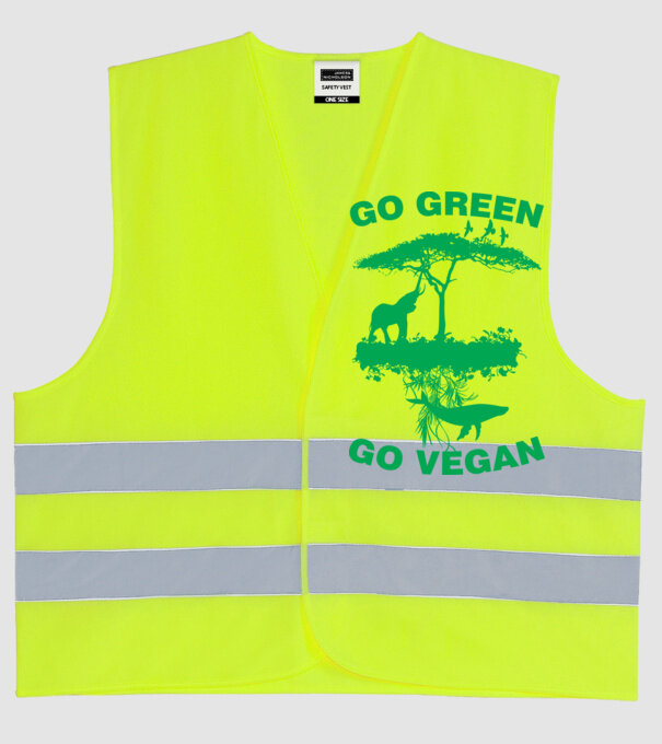 go green go vegan model galben neon pe tricou