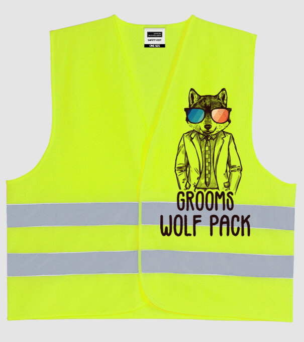 Grooms wolf pack model galben neon pe tricou