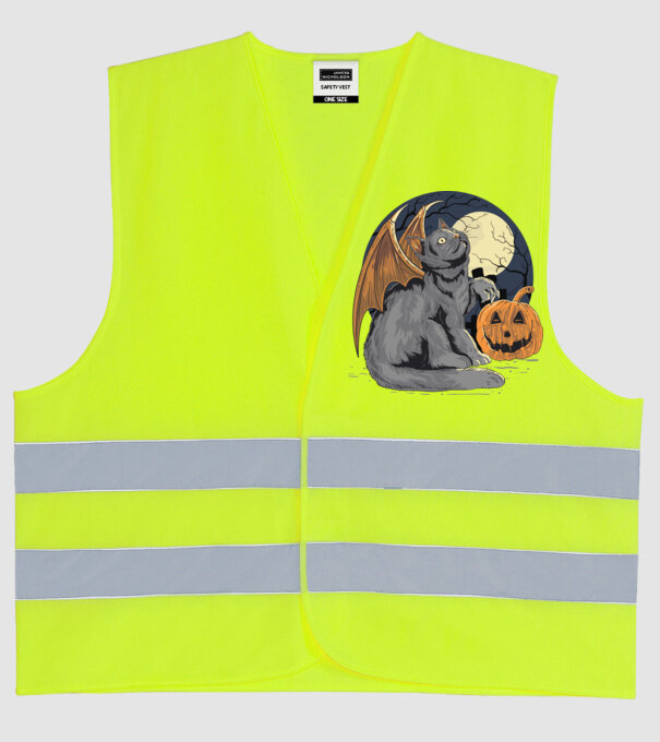 Halloween cica model galben neon pe tricou