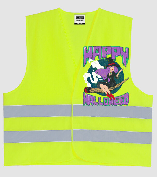 Happy Halloweed model galben neon pe tricou