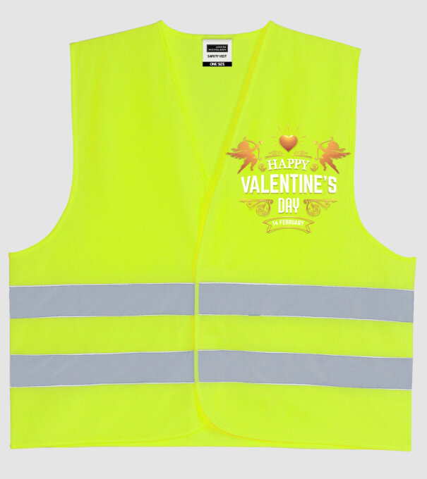 'Happy Valentine''s Day!' model galben neon pe tricou