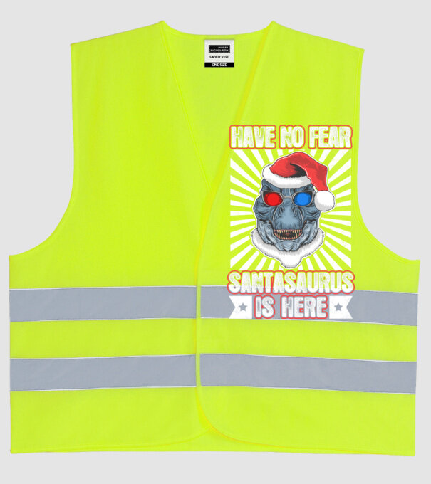 Have no fear Santasaurus is here model galben neon pe tricou