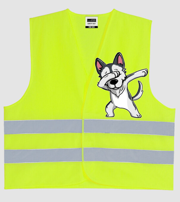 Husky DAB model galben neon pe tricou