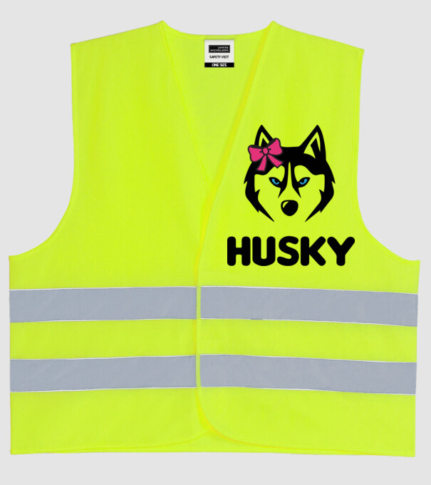Husky fată model galben neon pe tricou