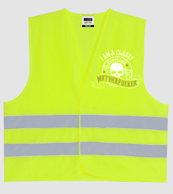 'I''m a classy tattooed motherfucker' model galben neon pe tricou