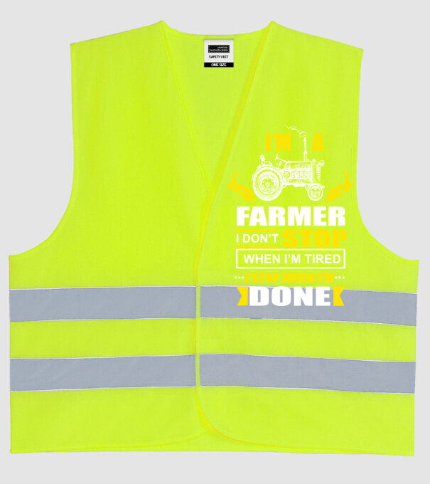 'I''m a farmer, i don''t stop when i''m tired' model galben neon pe tricou