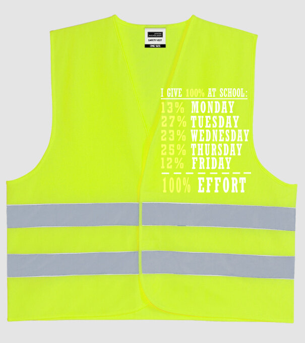 I give 100% at school model galben neon pe tricou