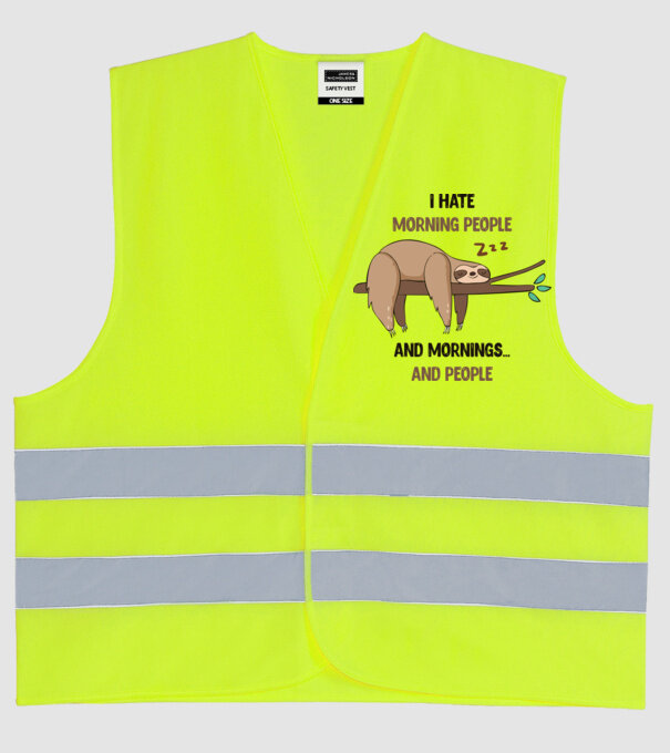 I Hate morning people and mornings and people leneș model galben neon pe tricou