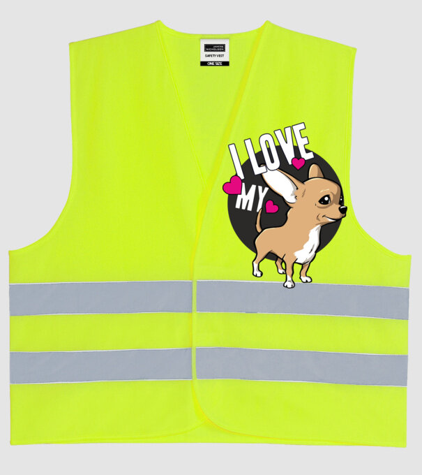 I love my Chihuahua model galben neon pe tricou
