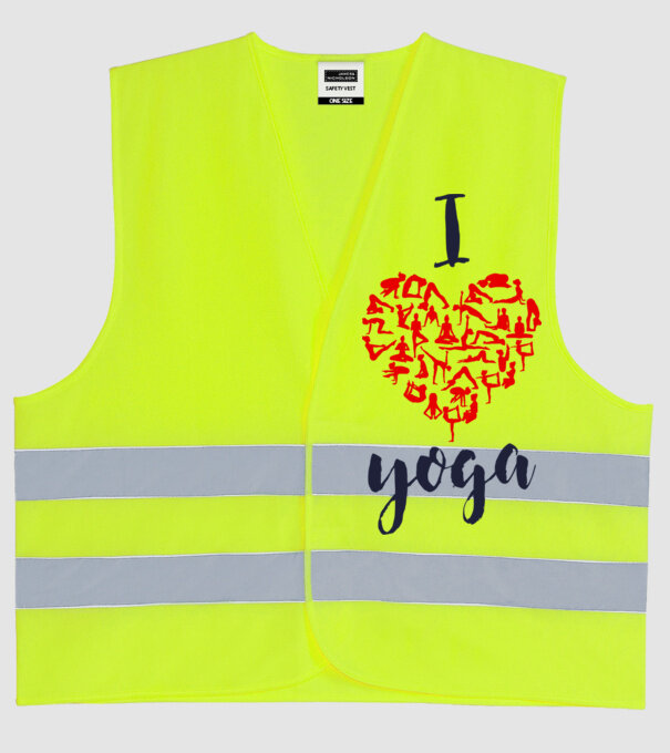I love yoga model galben neon pe tricou