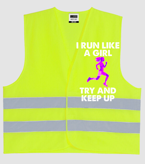 I run like a girl model galben neon pe tricou