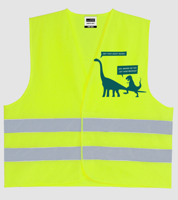 idiot dinosaur vegan model galben neon pe tricou