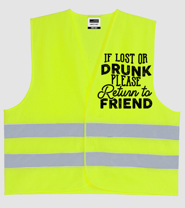 IF LOST OR DRUNK model galben neon pe tricou