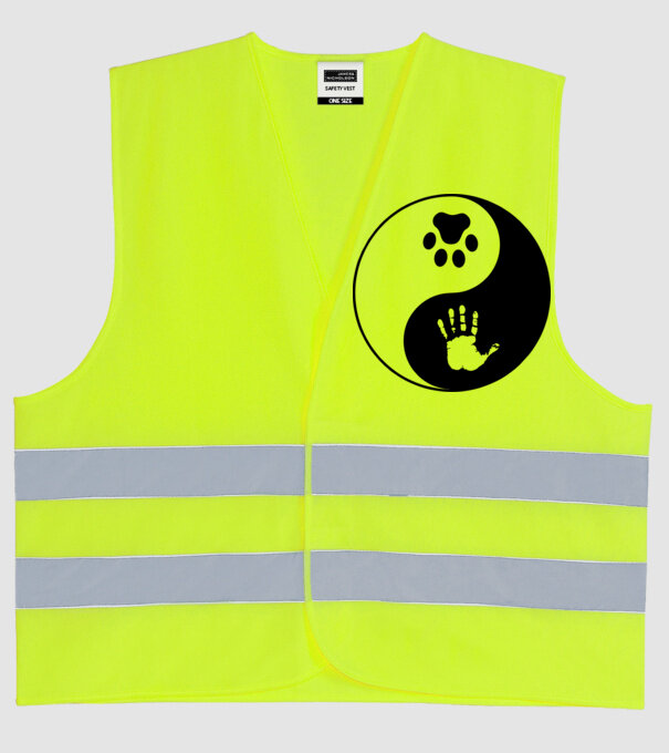 Yin-Yang Dog model galben neon pe tricou