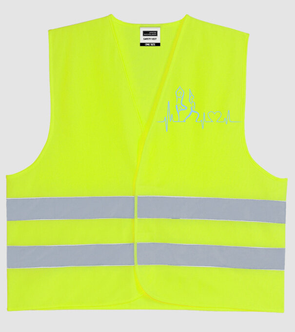 Inimă Yoga model galben neon pe tricou