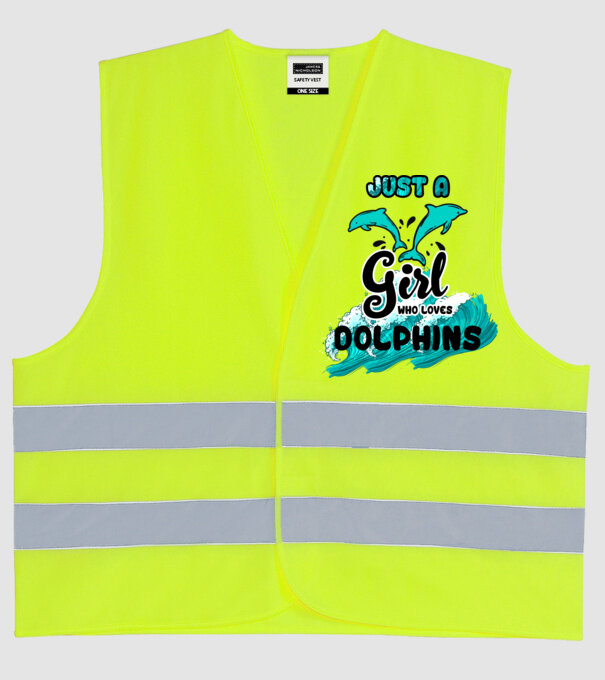Just a girl who loves dolphins model galben neon pe tricou