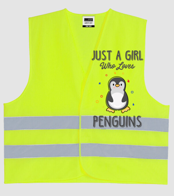 Just a girl who loves Penguins model galben neon pe tricou