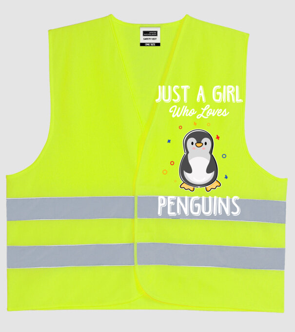 Just a girl who loves Penguins white model galben neon pe tricou