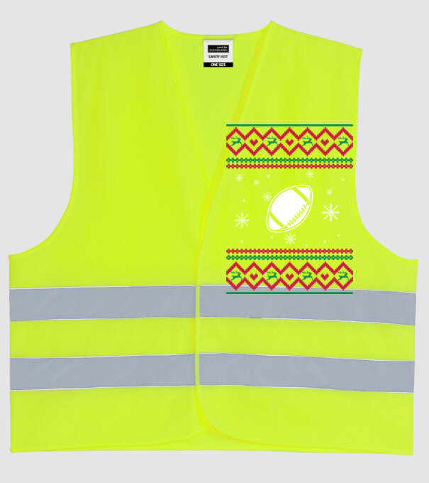 Model tricotat de Crăciun - fotbal american model galben neon pe tricou