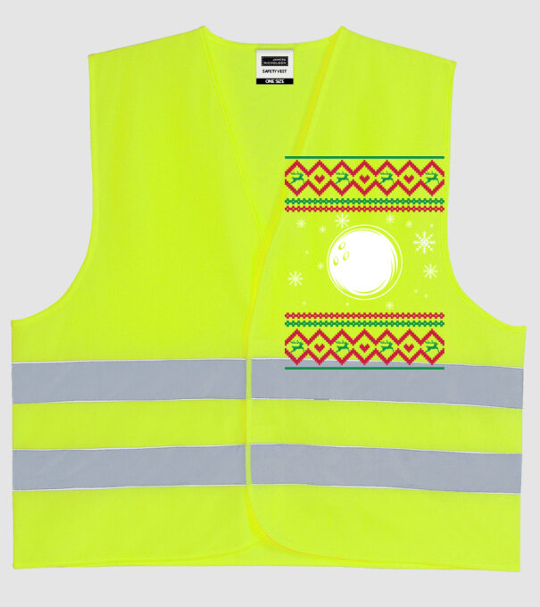 Model tricotat de Crăciun - bowling model galben neon pe tricou