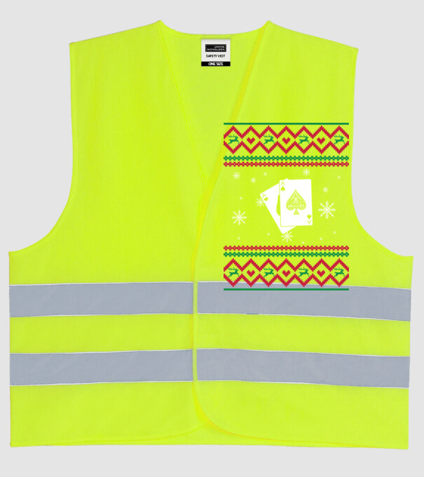 Model tricotat de Crăciun - poker model galben neon pe tricou