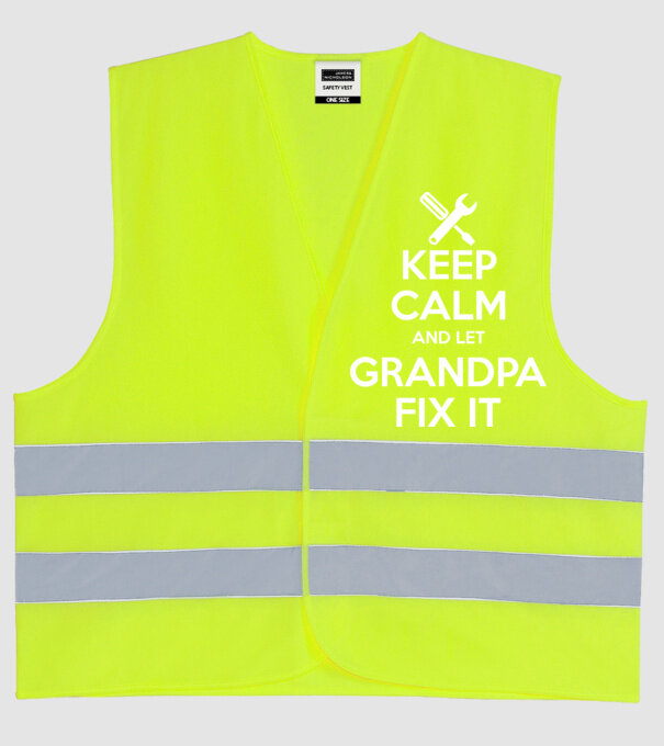 Keep calm and let grandpa fix it model galben neon pe tricou