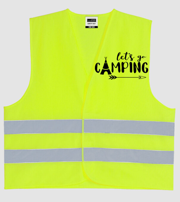 'Let''s go camping' model galben neon pe tricou