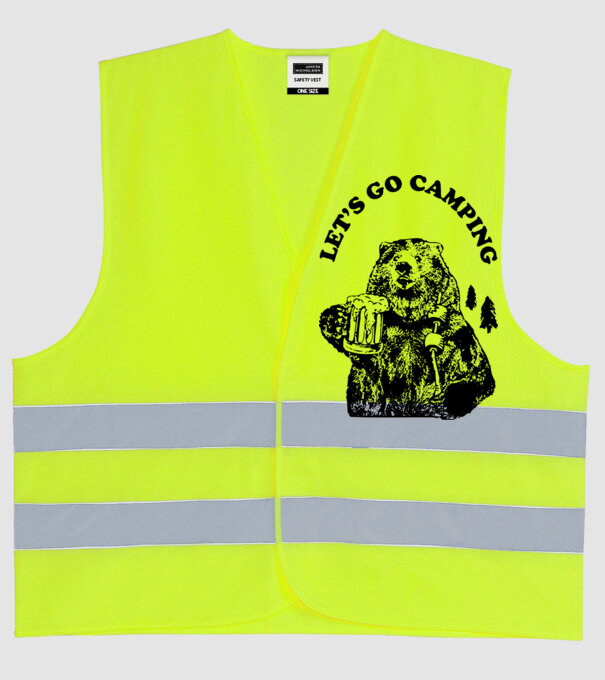 Lets go camping model galben neon pe tricou