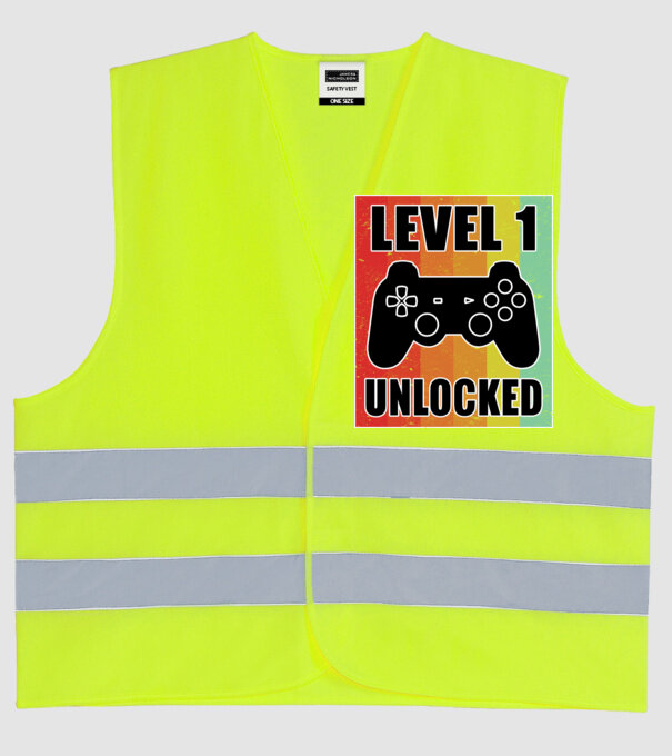 level 1 unlocked retro gamer model galben neon pe tricou