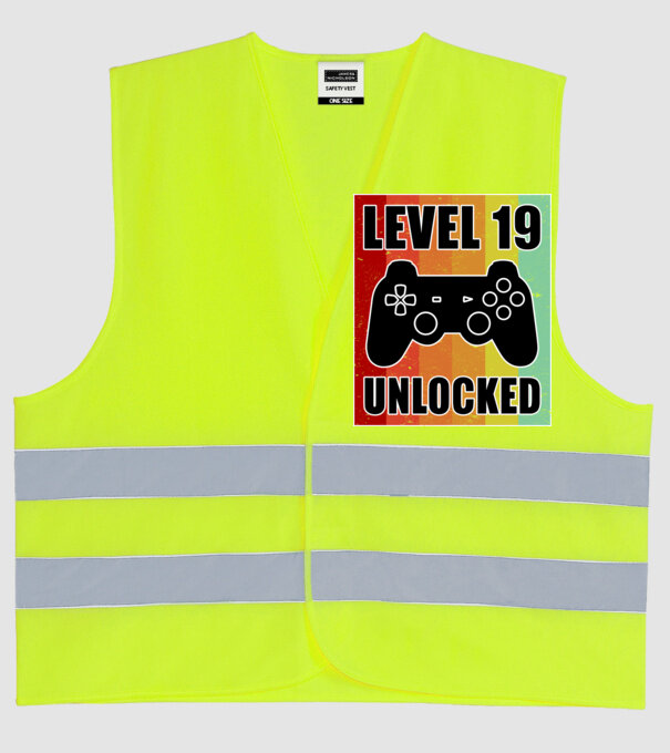 level 19 unlocked retro gamer model galben neon pe tricou