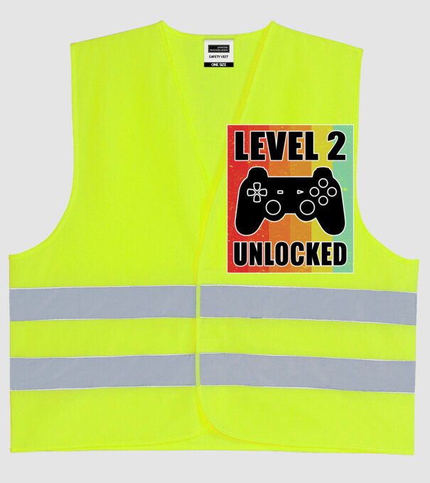 level 2 unlocked retro gamer model galben neon pe tricou