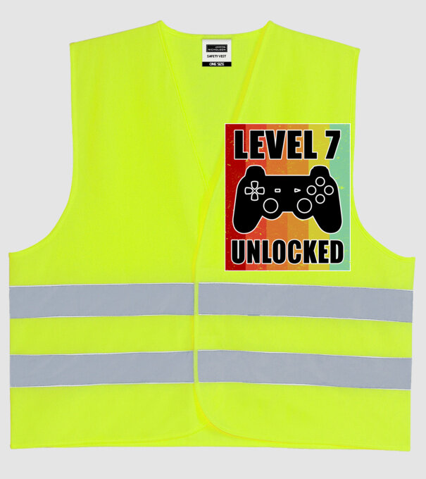 level 7 unlocked retro gamer model galben neon pe tricou