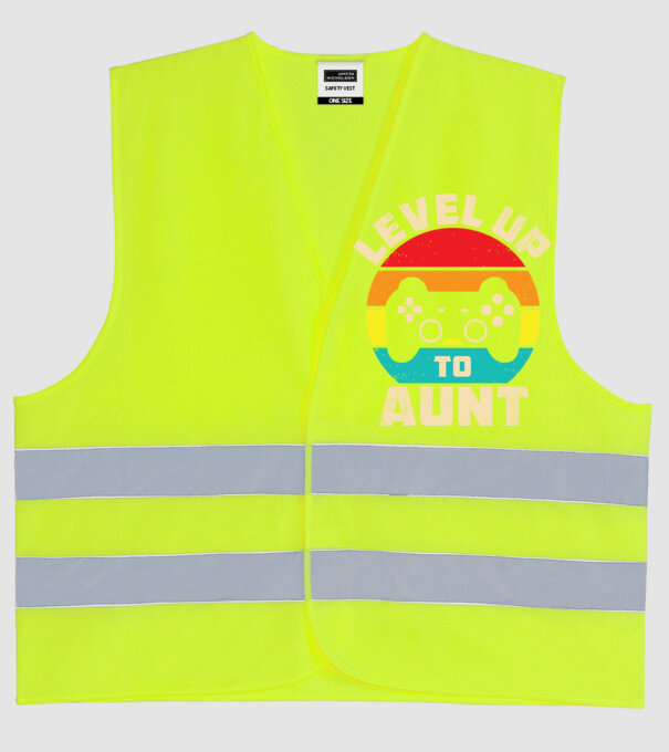 Level Up Aunt model galben neon pe tricou