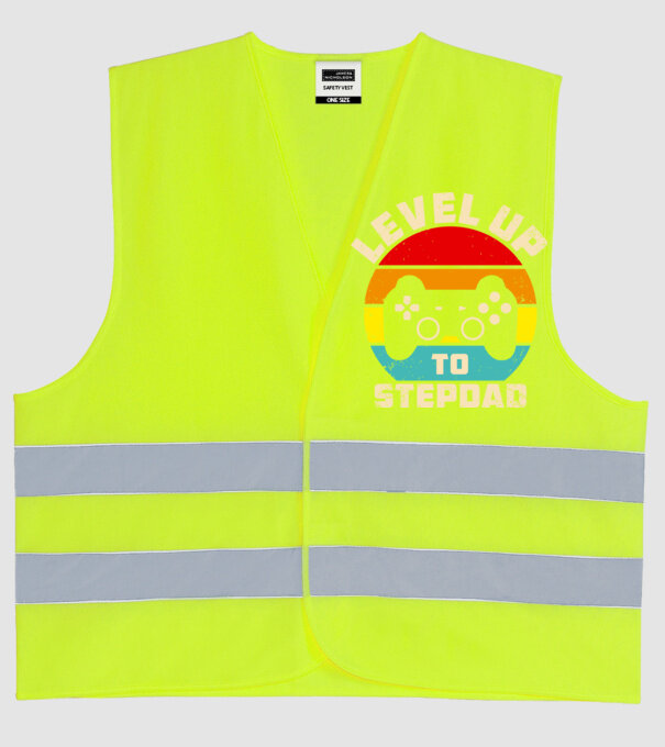 Level Up Stepdad model galben neon pe tricou