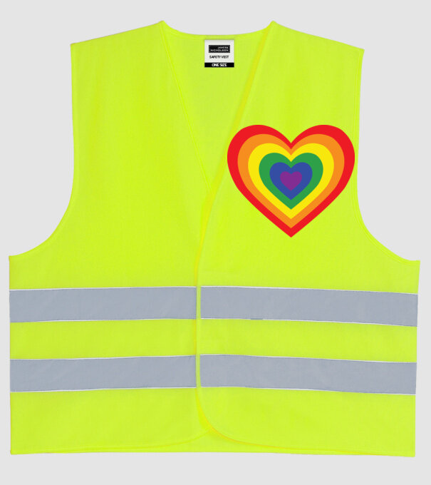 inimă lgbtq model galben neon pe tricou
