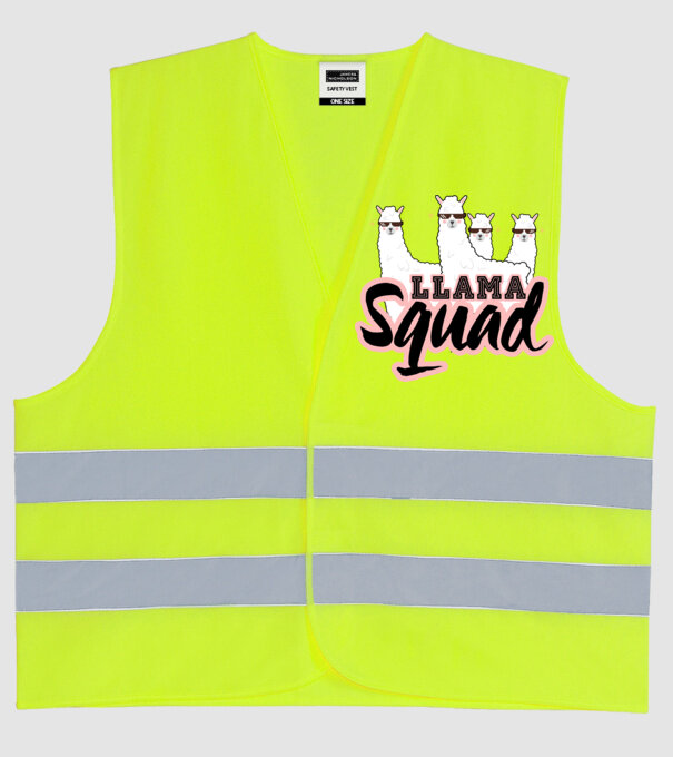 Llama squad model galben neon pe tricou