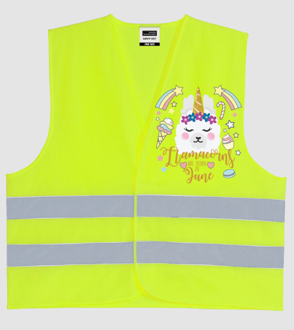 Llamacorns are born in June model galben neon pe tricou