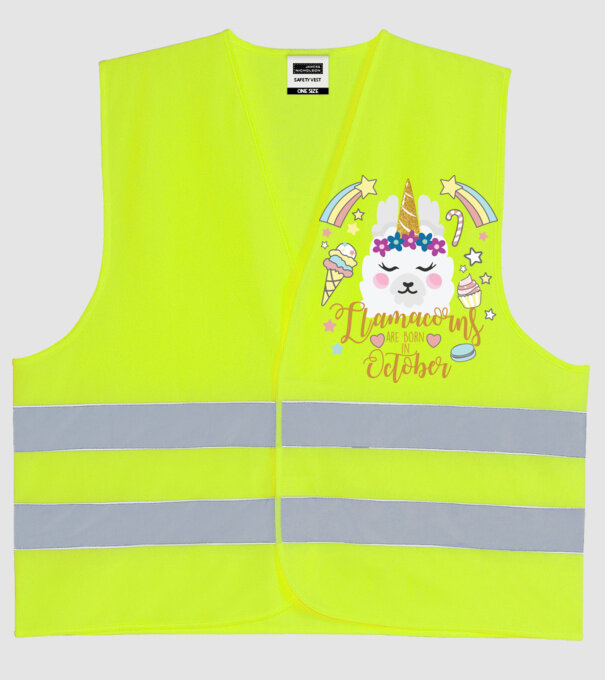 Llamacorns are born in October model galben neon pe tricou