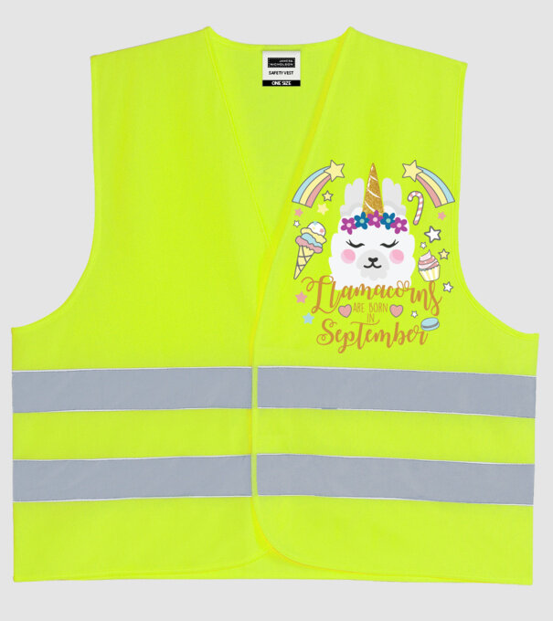 Llamacorns are born in September model galben neon pe tricou