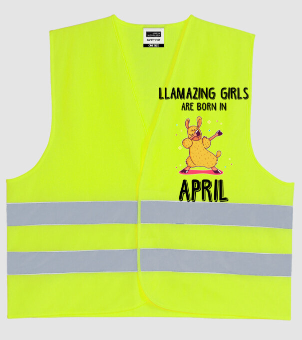 llamazing girls are born in april black model galben neon pe tricou