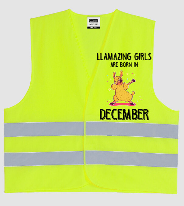 Llamazing girls are born in december black model galben neon pe tricou